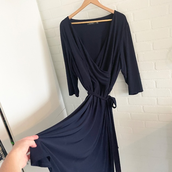 Lauren Ralph Lauren Midi/Maxi dress Faux wrap Lighthouse Navy blue Sz 22W - Picture 15 of 15